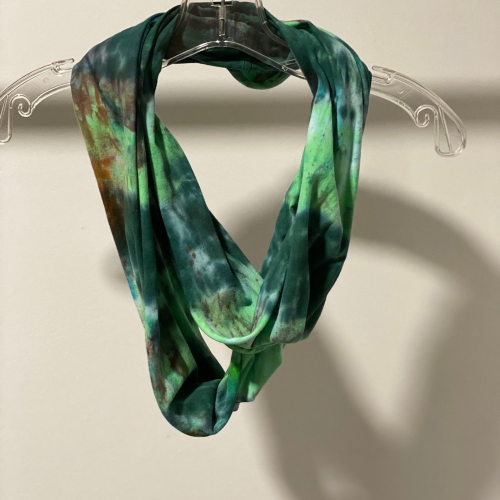 Green Hand Dyed Infinity Scarf